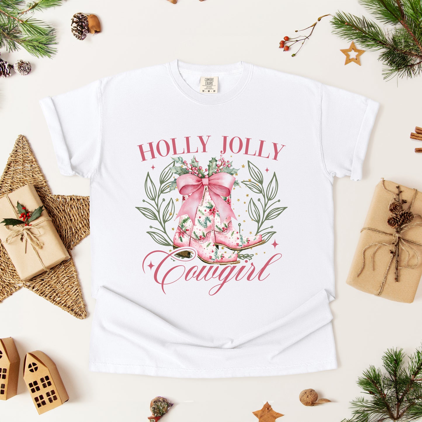 Holly Jolly Cowgirl Coquette | Garment Dyed Tee