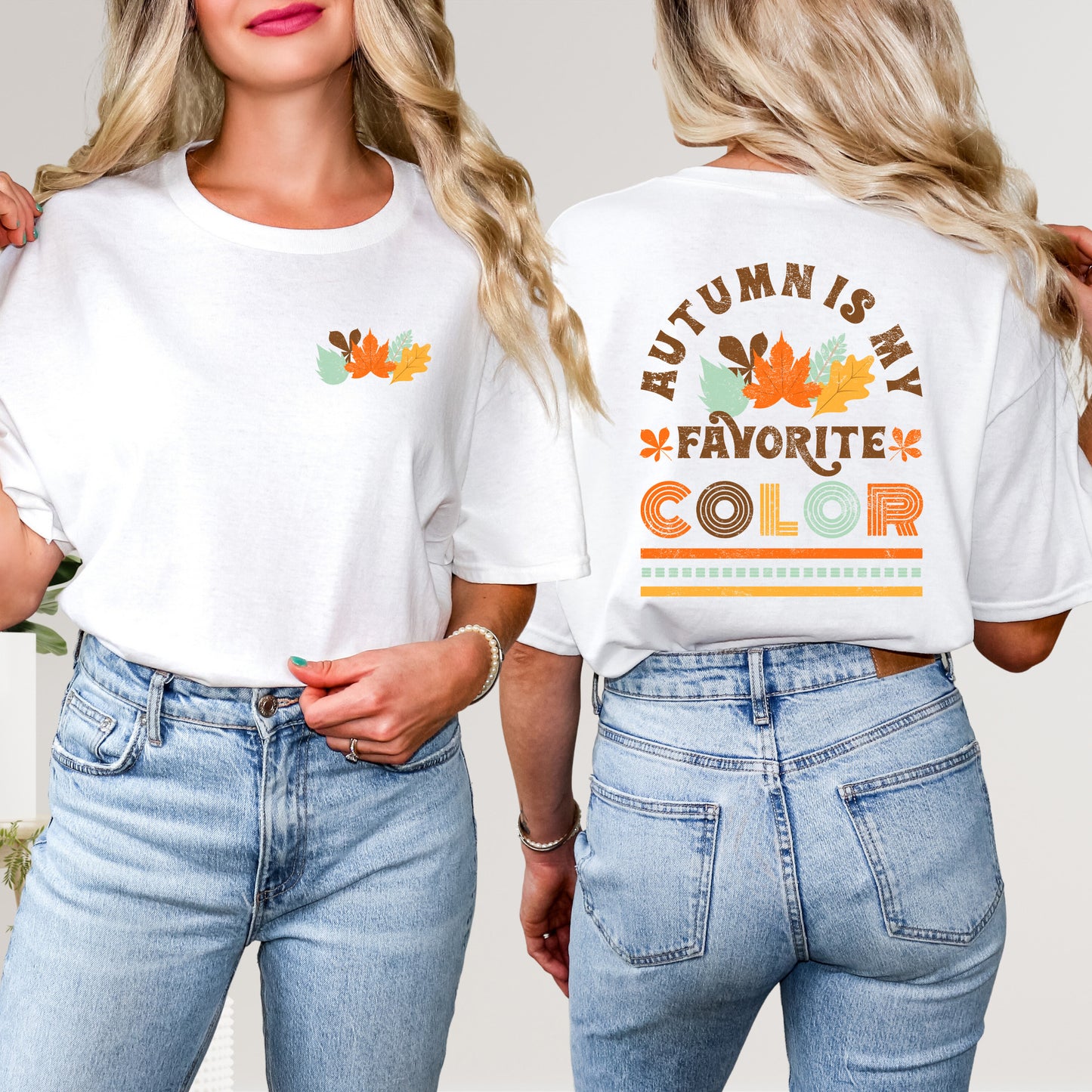 Autumn Is My Favorite Color Colorful | Front & Back Short Sleeve Graphic Tee