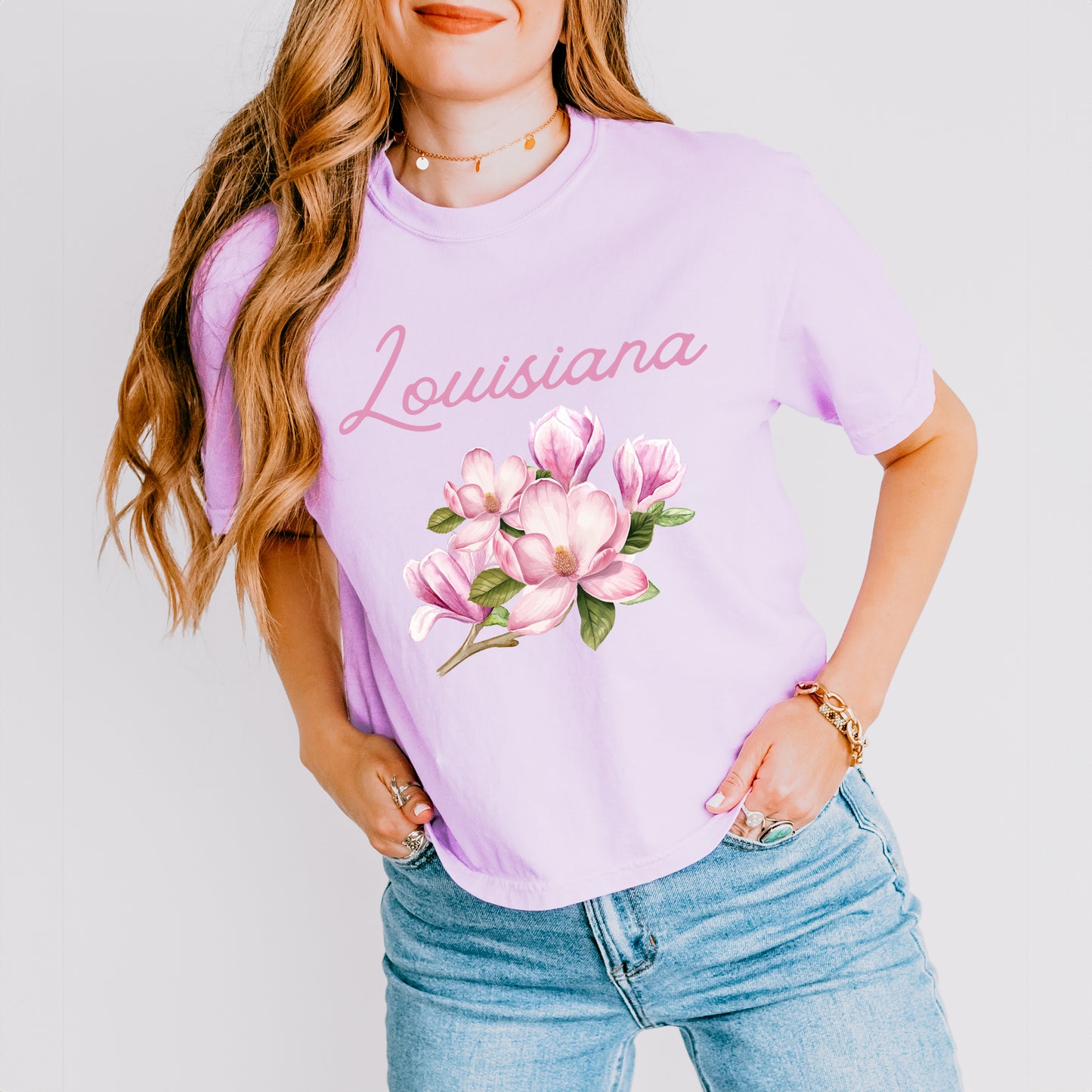 Louisiana Flower Colorful | Relaxed Fit Cropped Tee