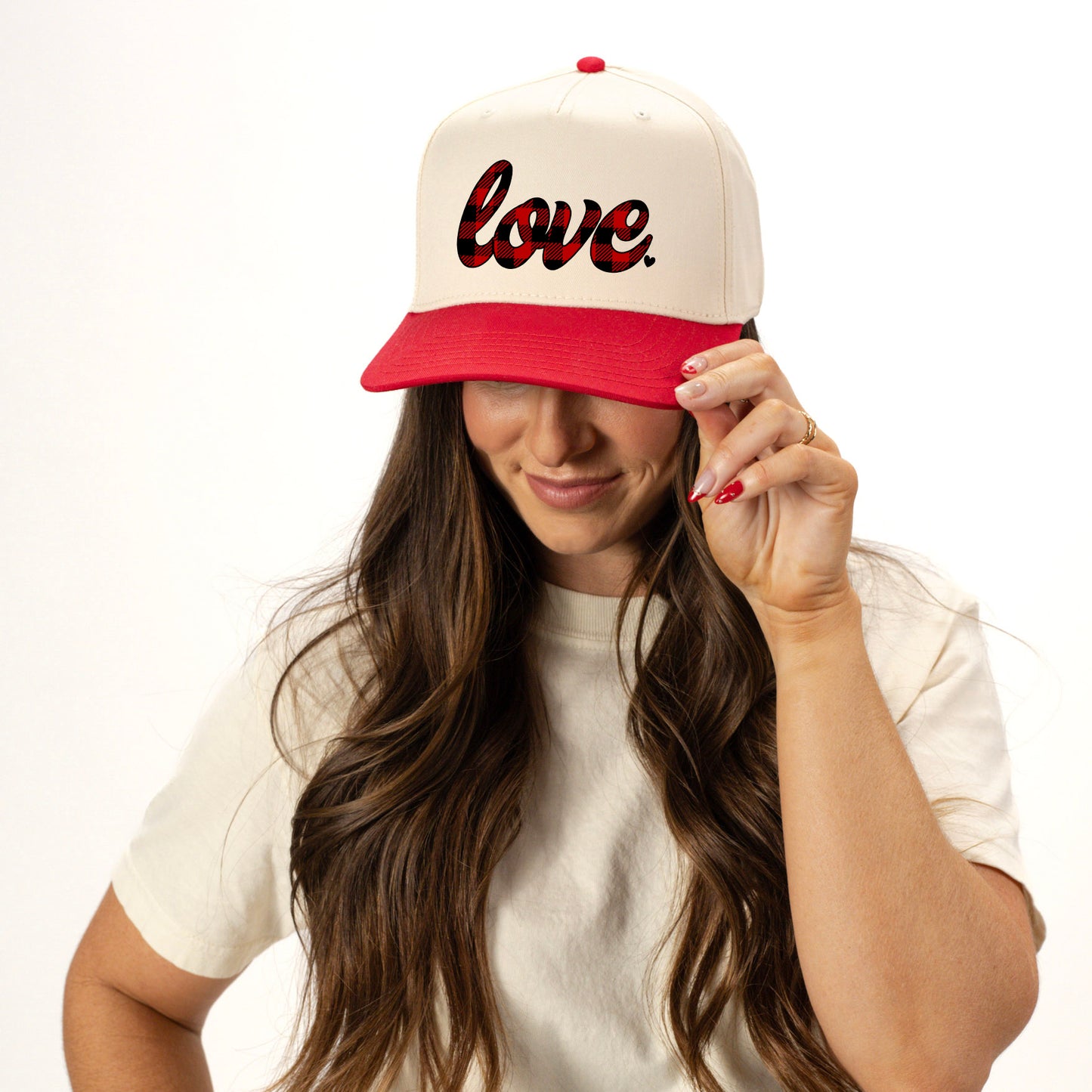 Buffalo Plaid Love | Canvas Trucker Hat