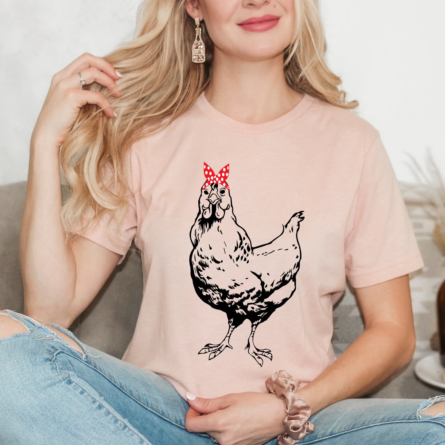 Chicken With Bandana | Short Sleeve Graphic Tee