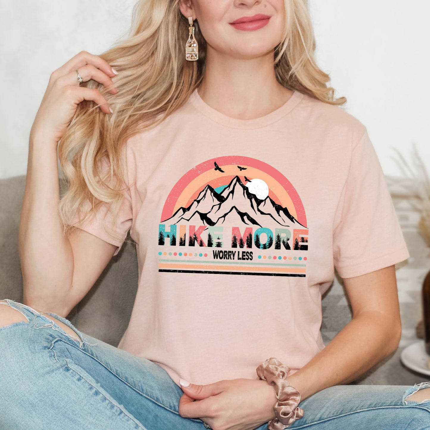 Hike More Worry Less Colorful | Short Sleeve Graphic Tee