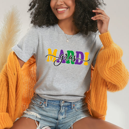 Mardi Gras Script | Short Sleeve Crew Neck