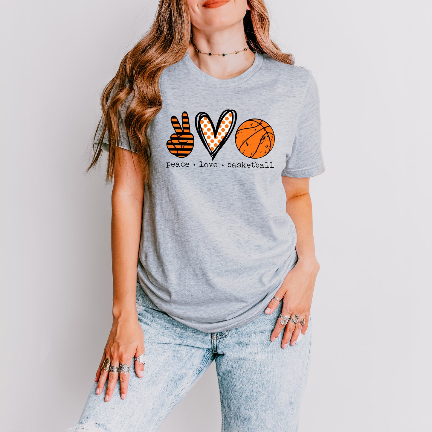 Peace Love Basketball (Colorful) | Short Sleeve Graphic Tee