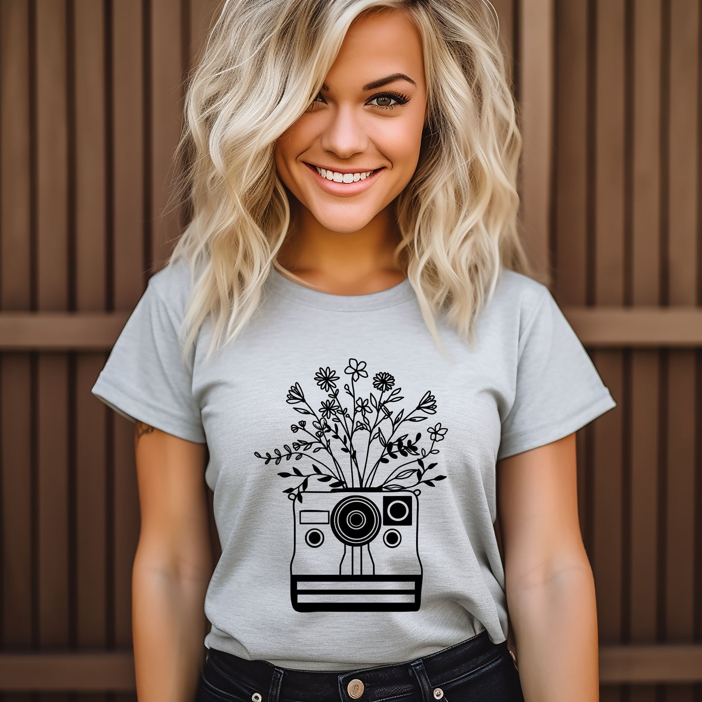 Camera And Wildflowers | Short Sleeve Graphic Tee