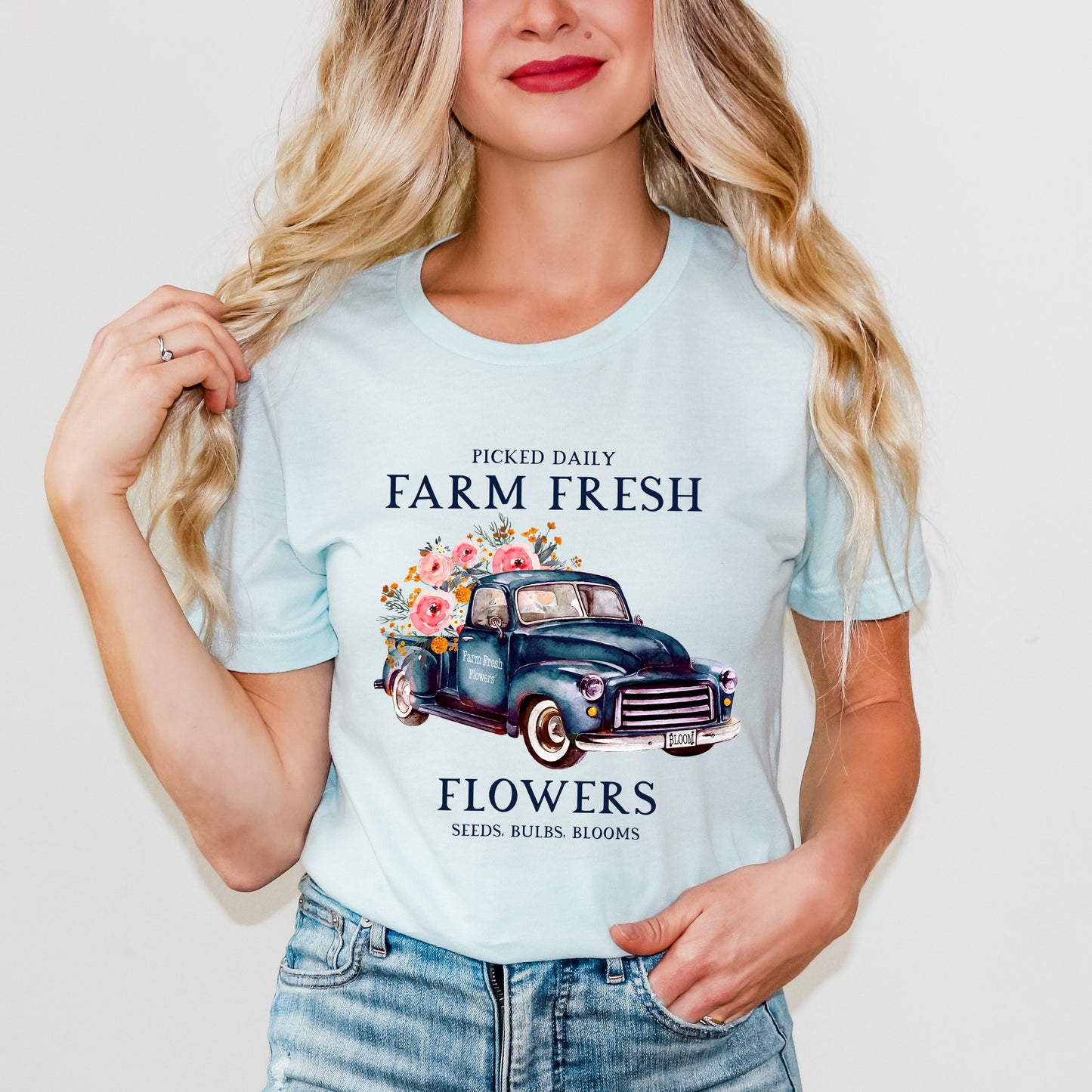 Farm Fresh Flowers Truck | Short Sleeve Crew Neck