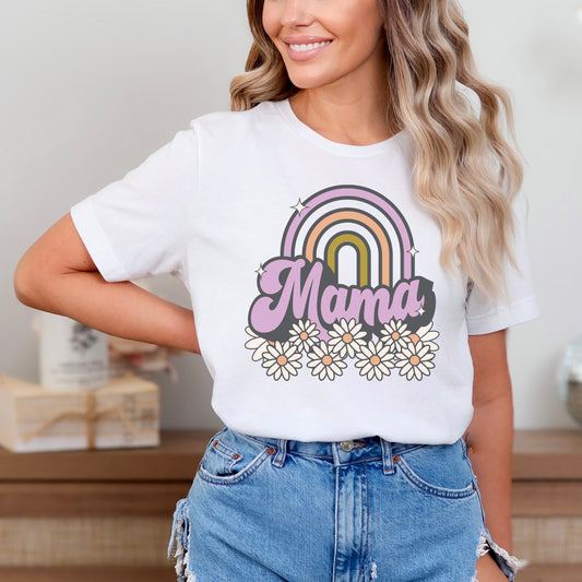 Mama Rainbow Flowers | Short Sleeve Graphic Tee