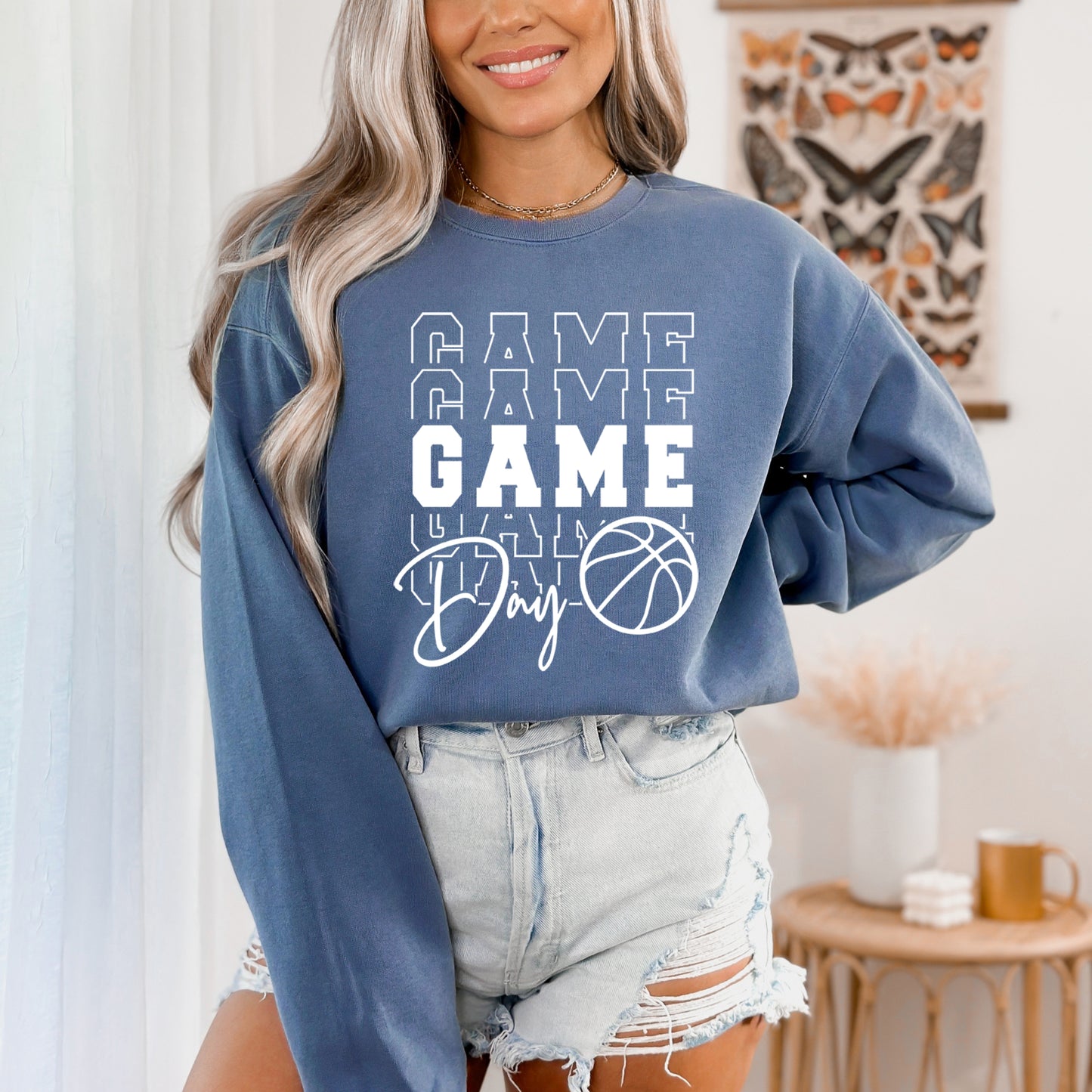 Game Day Stacked Basketball | Garment Dyed Sweatshirt