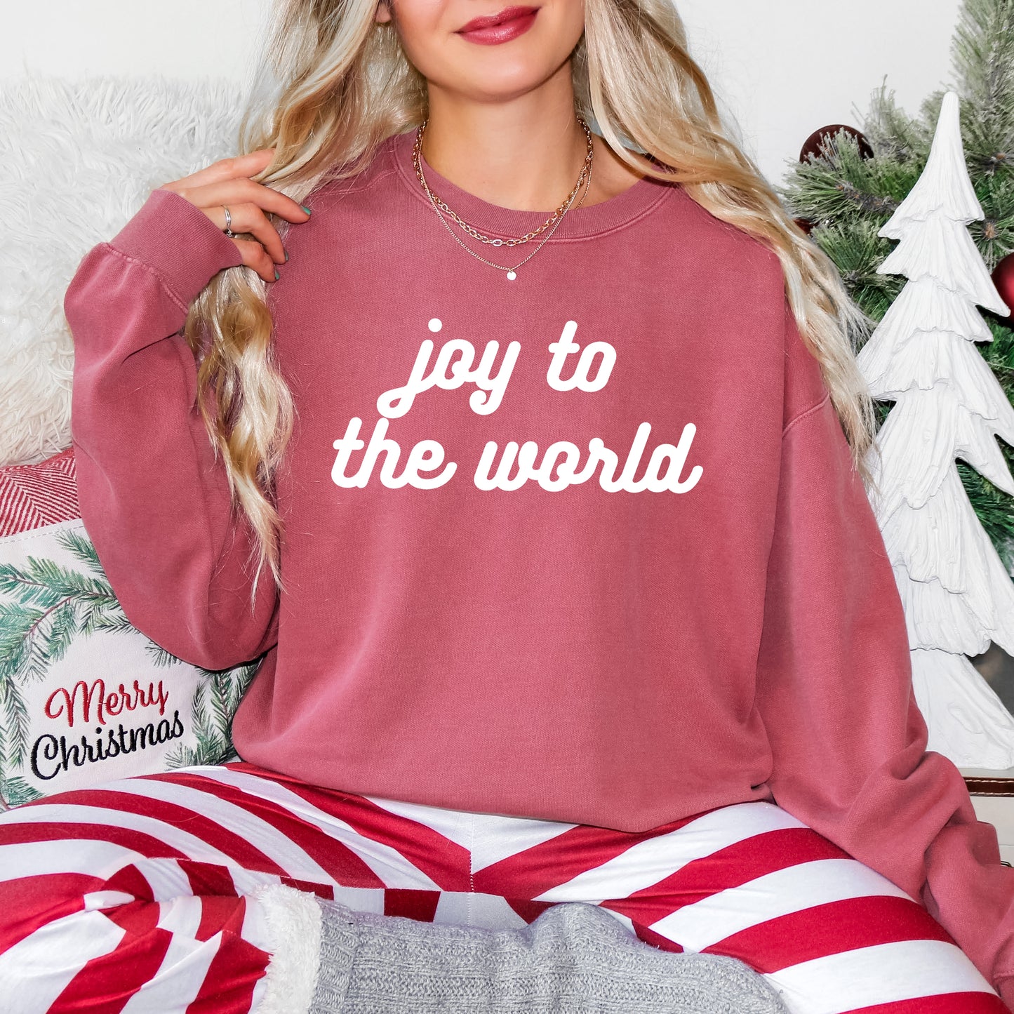 Joy To The World Bold Cursive | Garment Dyed Sweatshirt