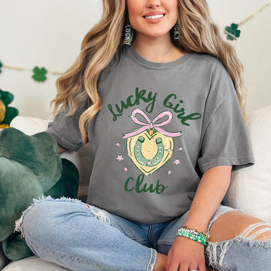 Coquette Lucky Girl Club | Garment Dyed Tee