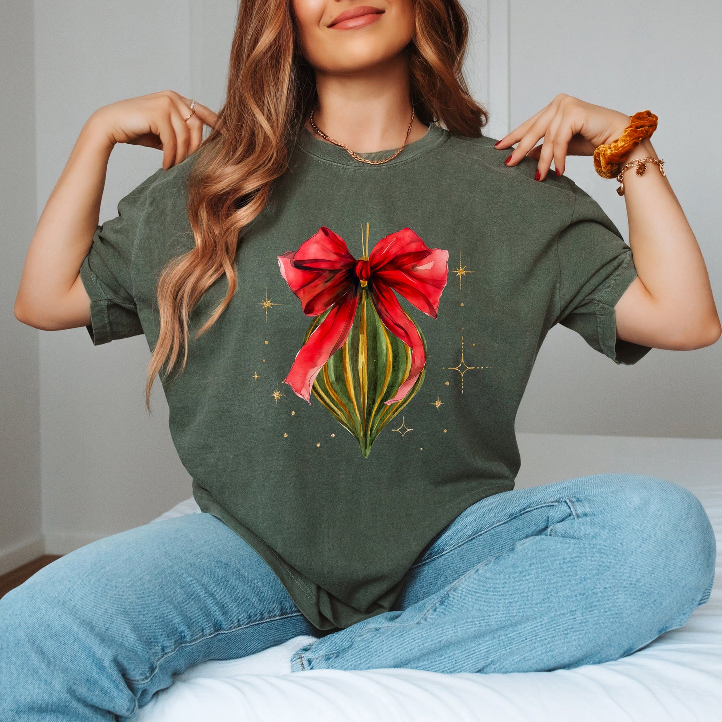 Coquette Christmas Ornament | Garment Dyed Tee