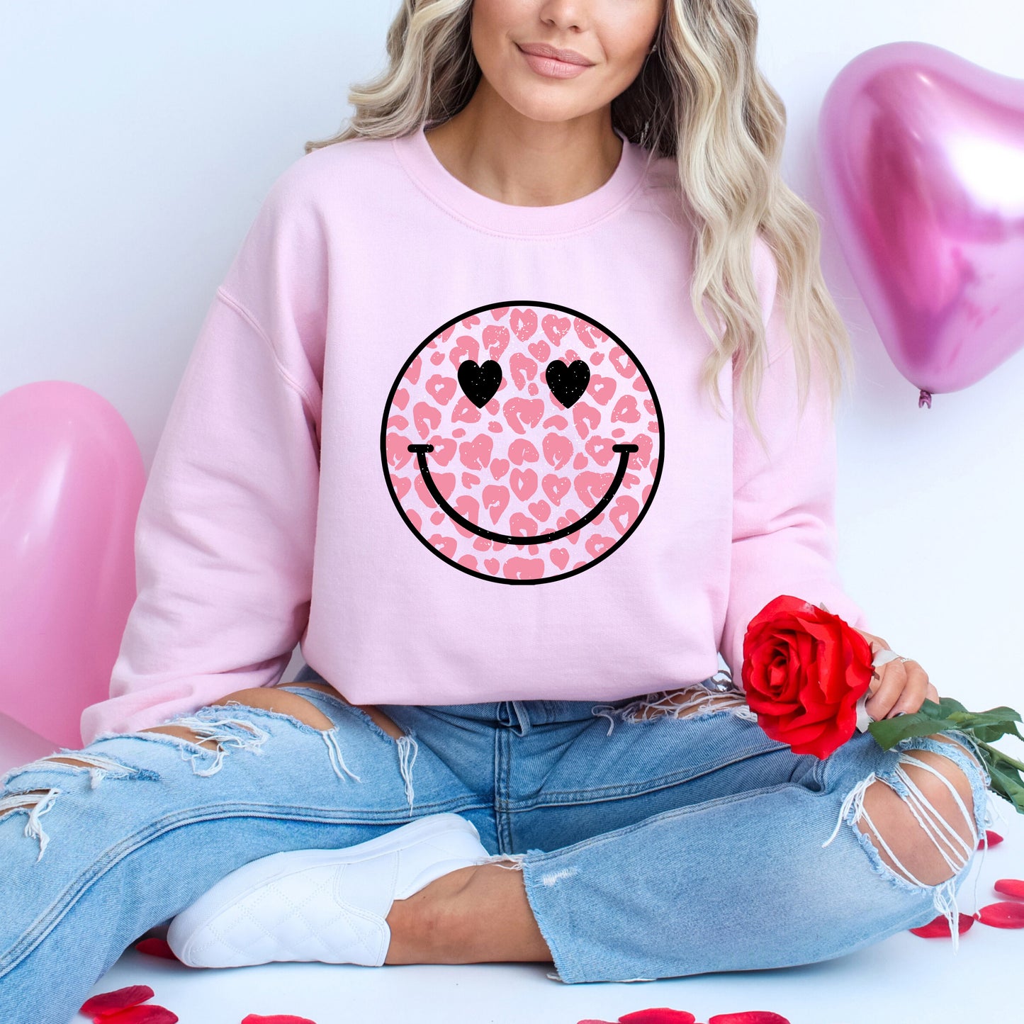 Leopard Heart Eyes Smiley | Sweatshirt