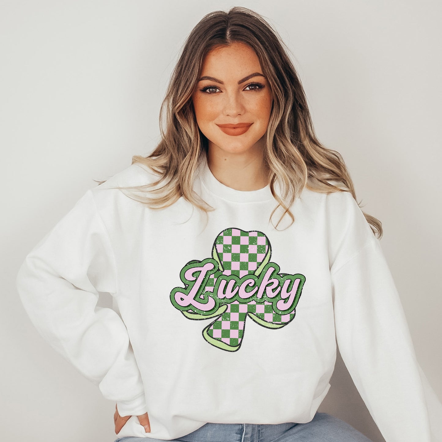 Lucky Checkered Grunge | Sweatshirt