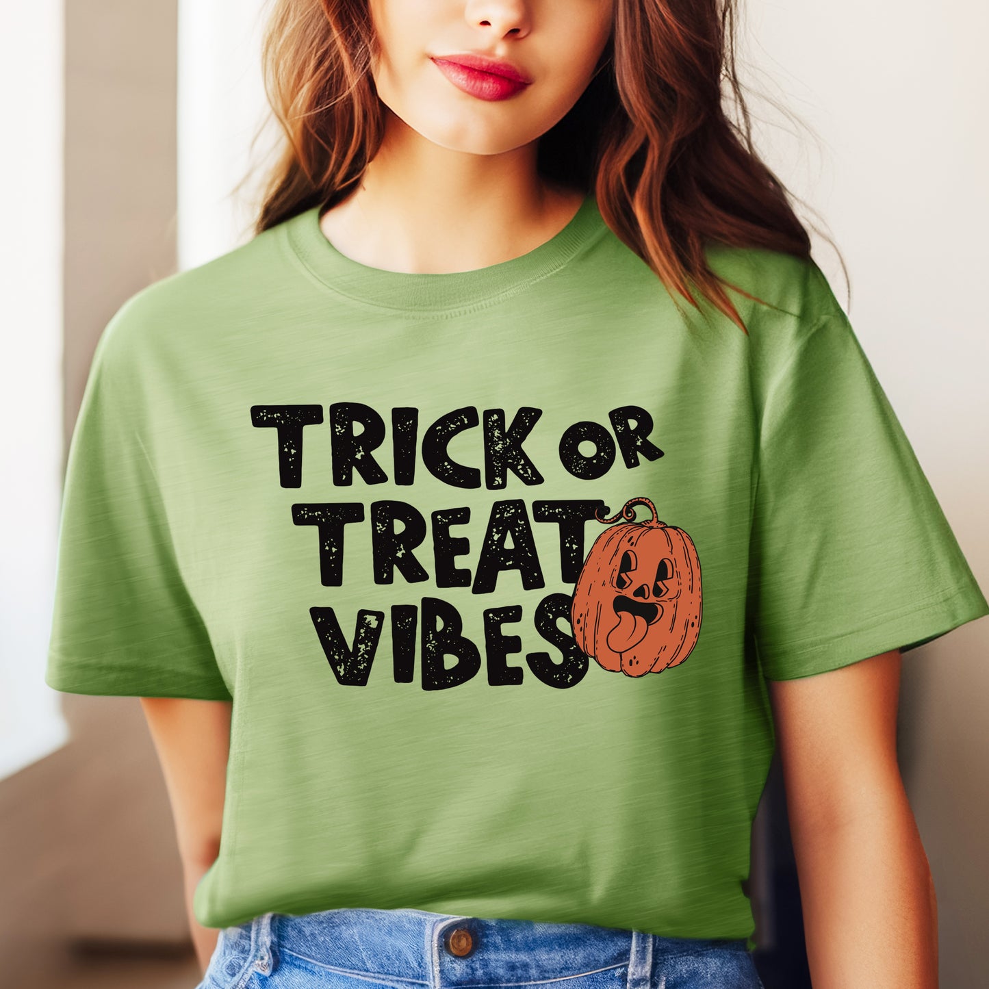 Trick or Treat Vibes Pumpkin | Short Sleeve Crew Neck