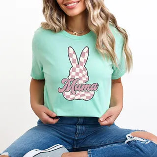 Checkered Bunny Mama | Short Sleeve Graphic Tee