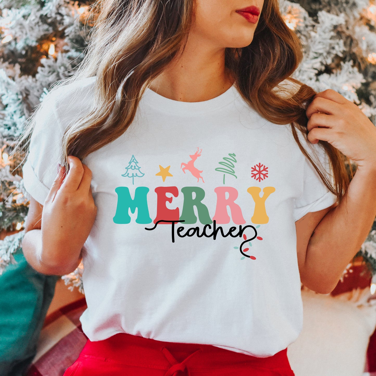 Merry Teacher | Short Sleeve Graphic Tee