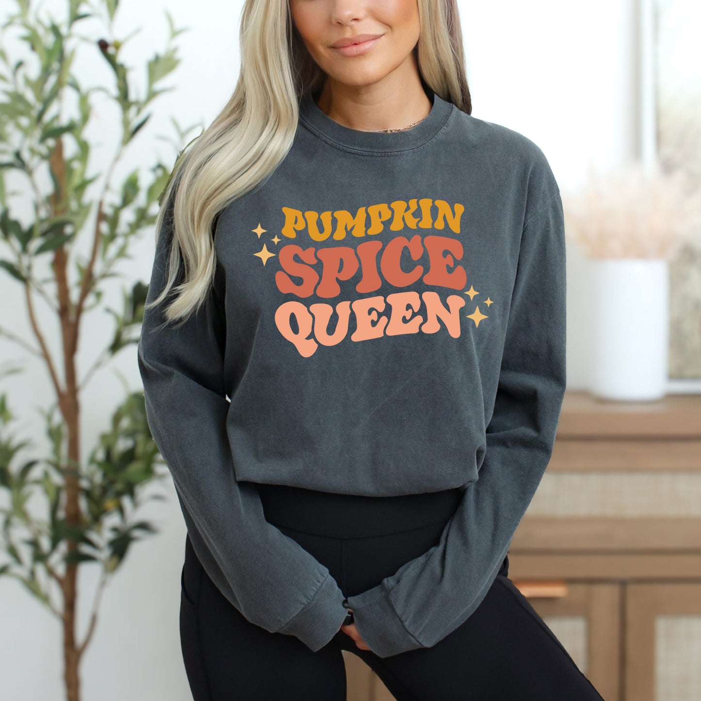 Pumpkin Spice Queen | Garment Dyed Long Sleeve