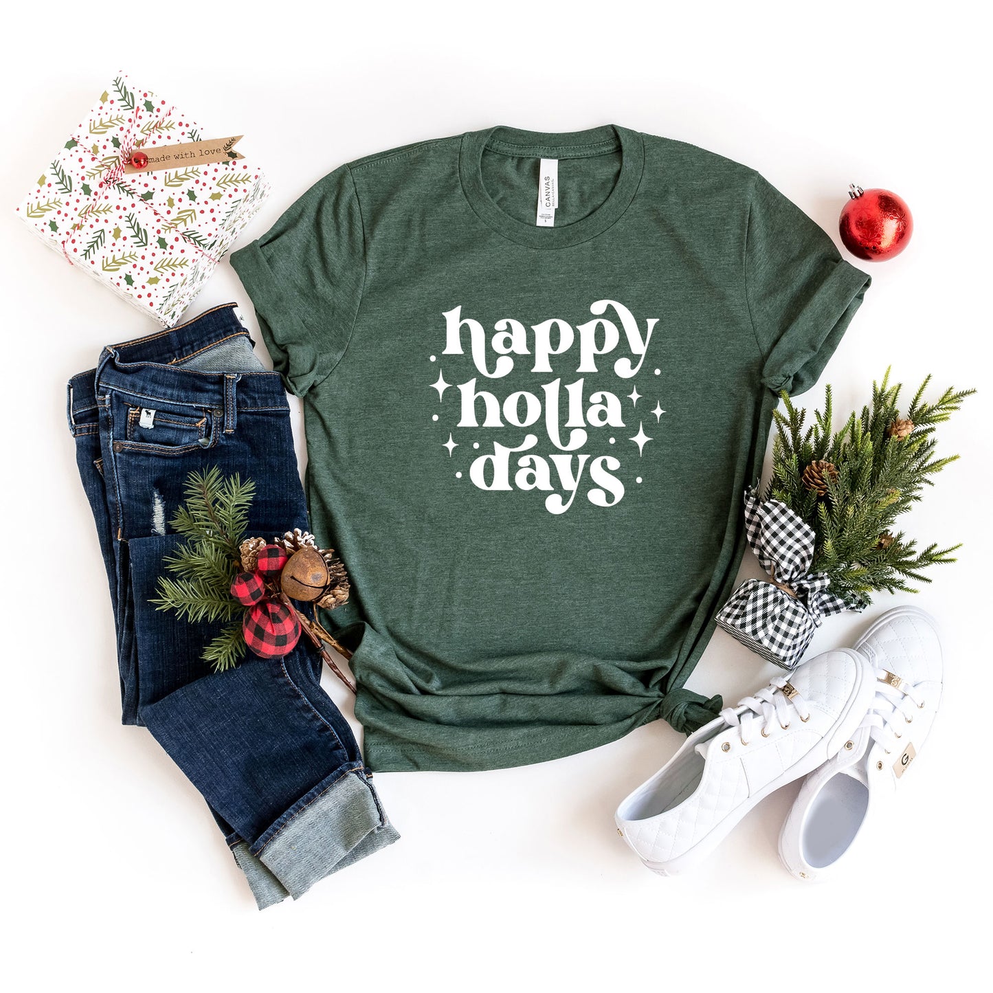 Whimsical Happy Holla Days | Short Sleeve Graphic Tee