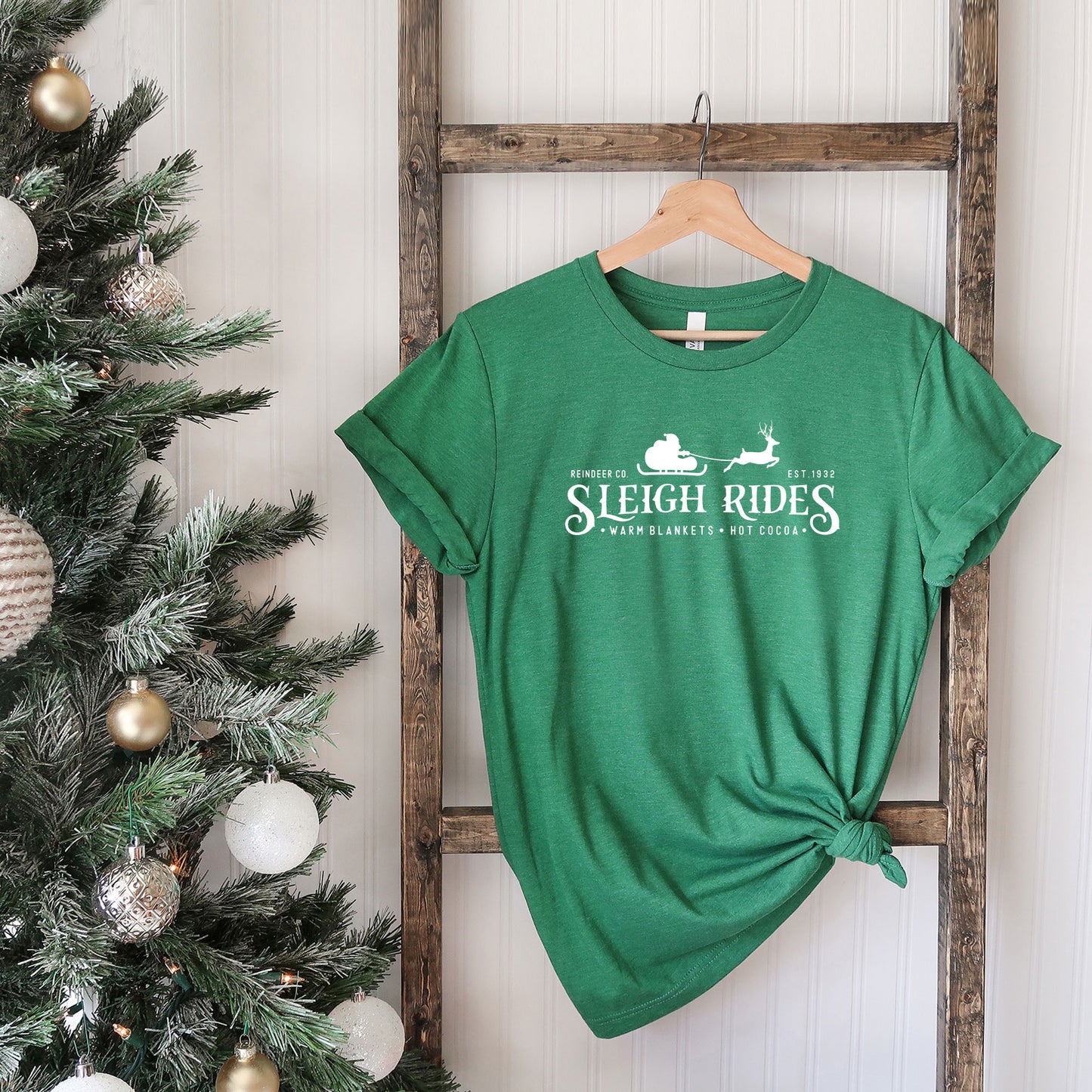 Sleigh Rides Reindeer | Short Sleeve Crew Neck