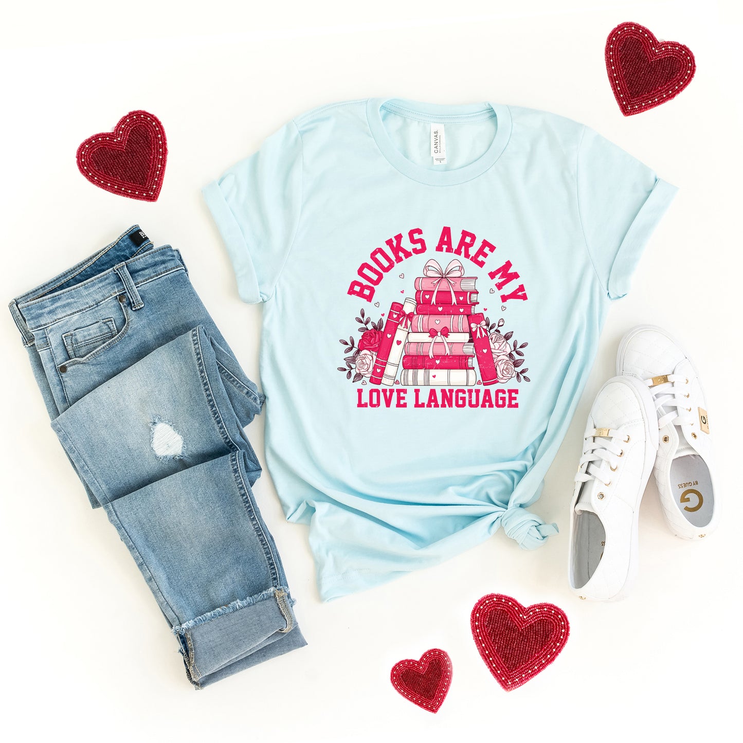 Books Are My Love Language Heart | Short Sleeve Crew Neck