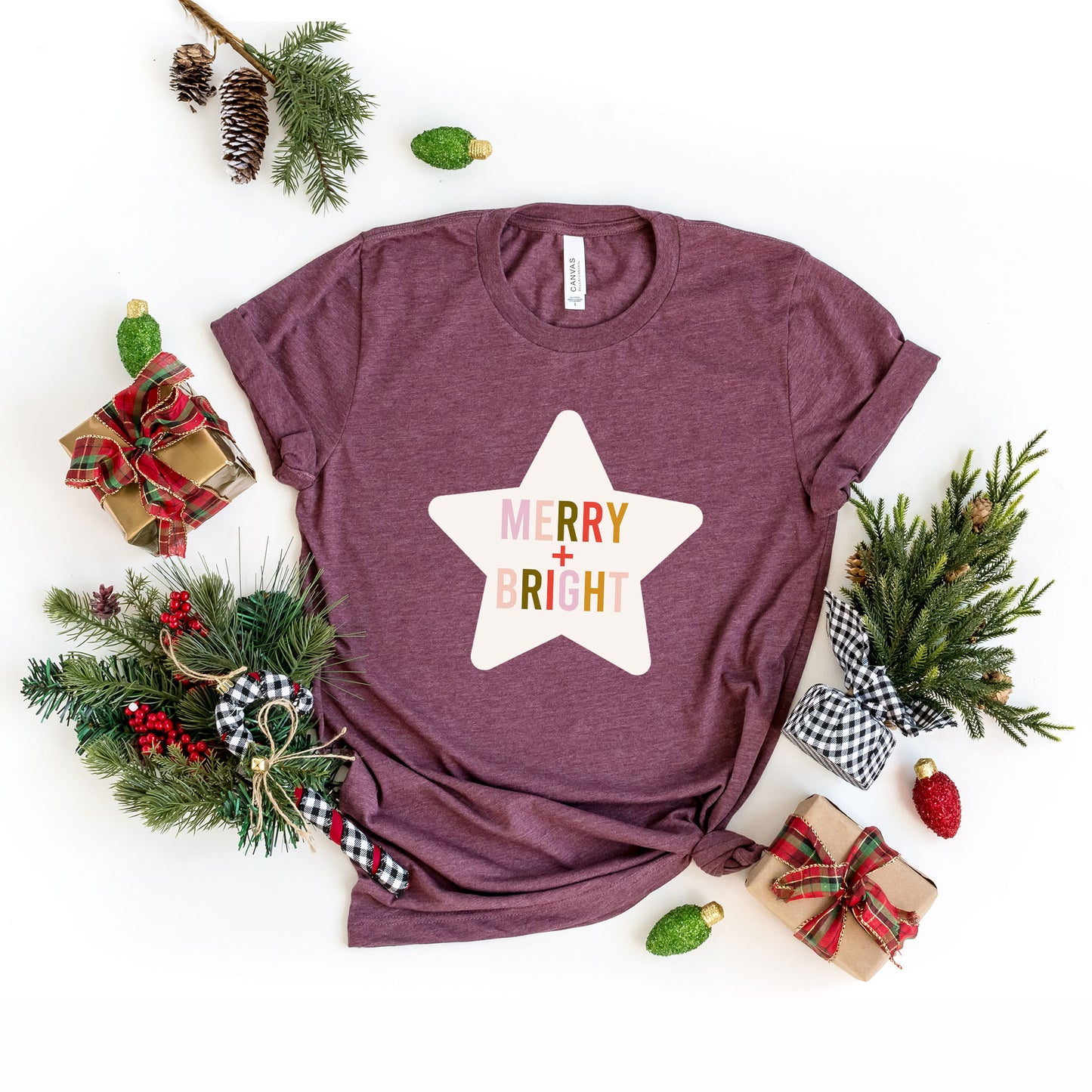 Merry And Bright Star | Short Sleeve Graphic Tee