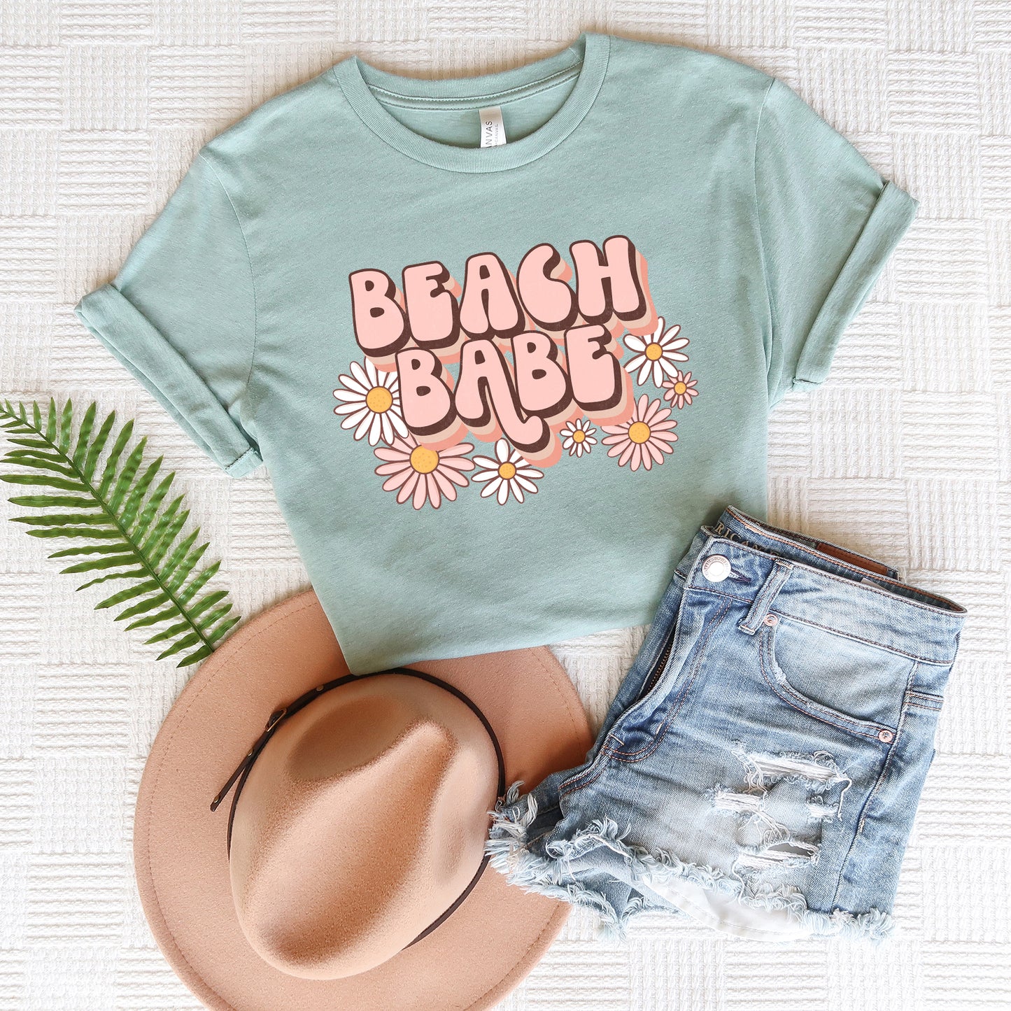 Retro Beach Babe Flowers | Short Sleeve Graphic Tee