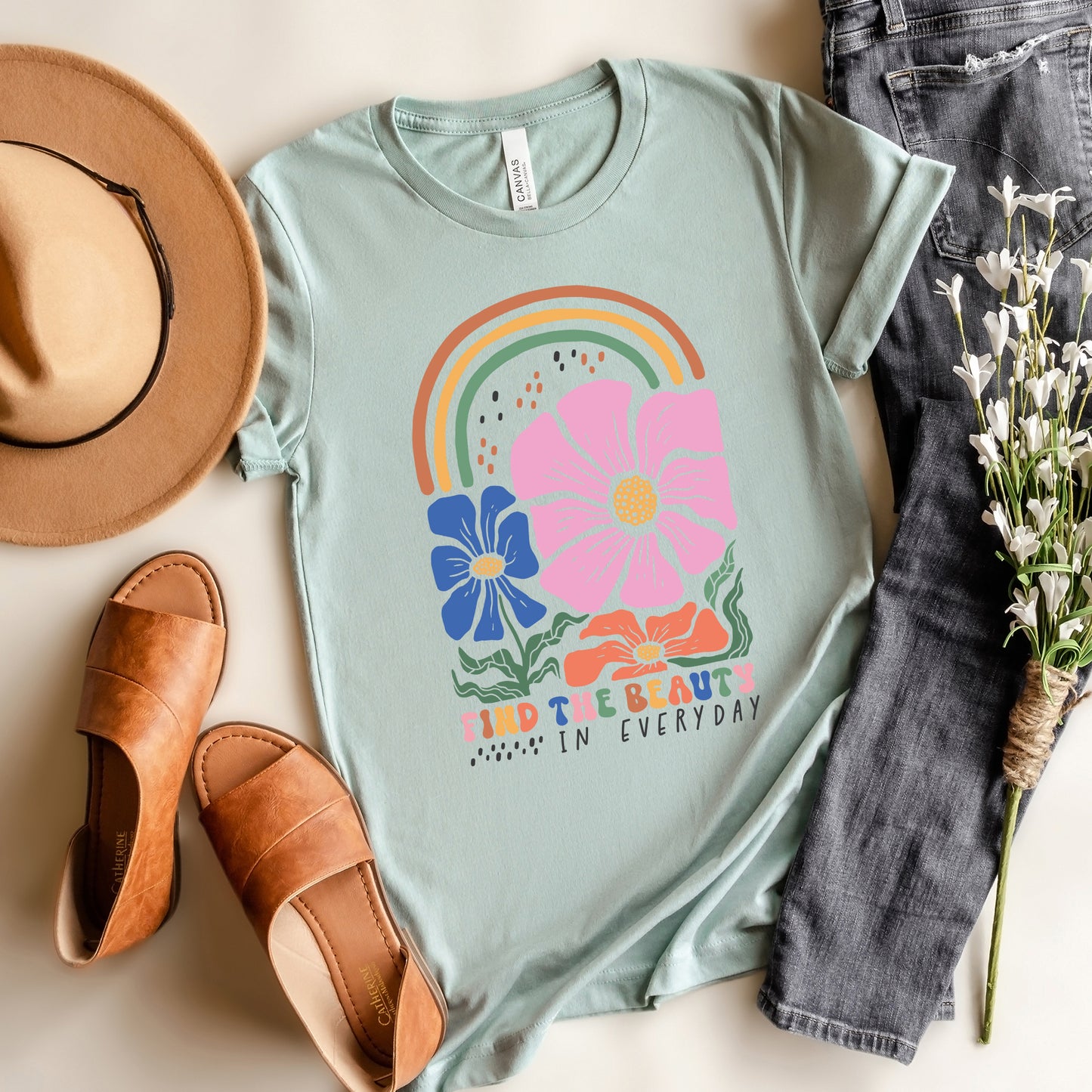 Boho Rainbow Find Beauty | Short Sleeve Graphic Tee