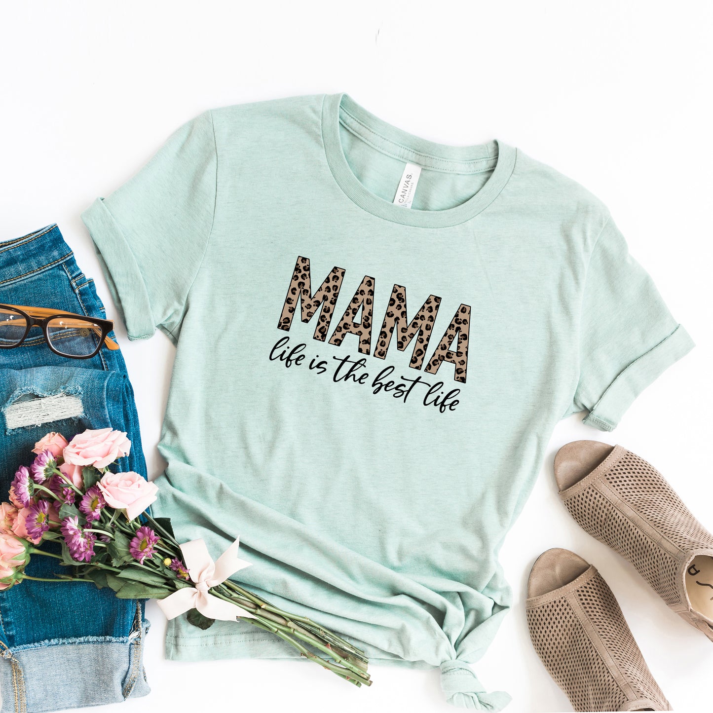 Mama Life Is The Best Life Leopard | Short Sleeve Tee