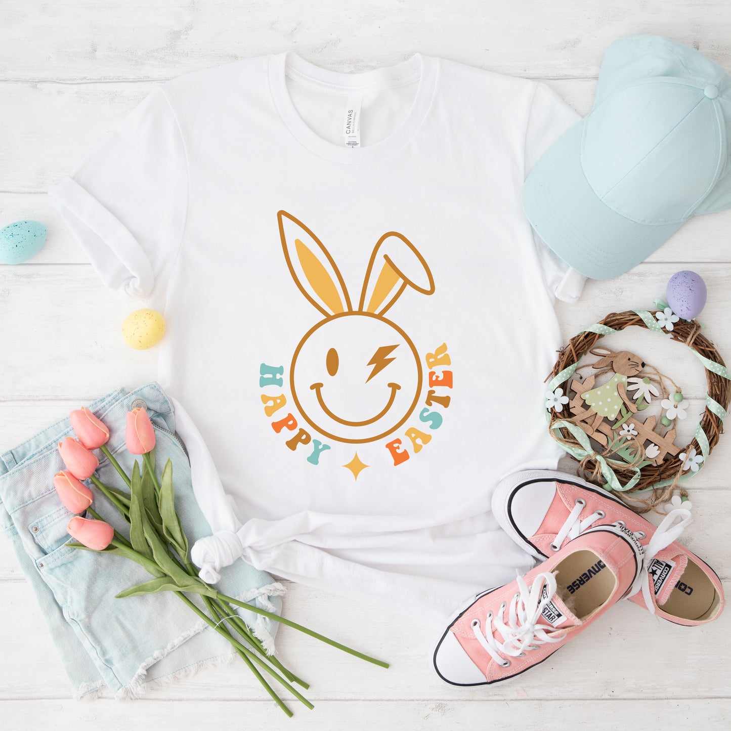 Happy Easter Bunny Wink | Short Sleeve Graphic Tee