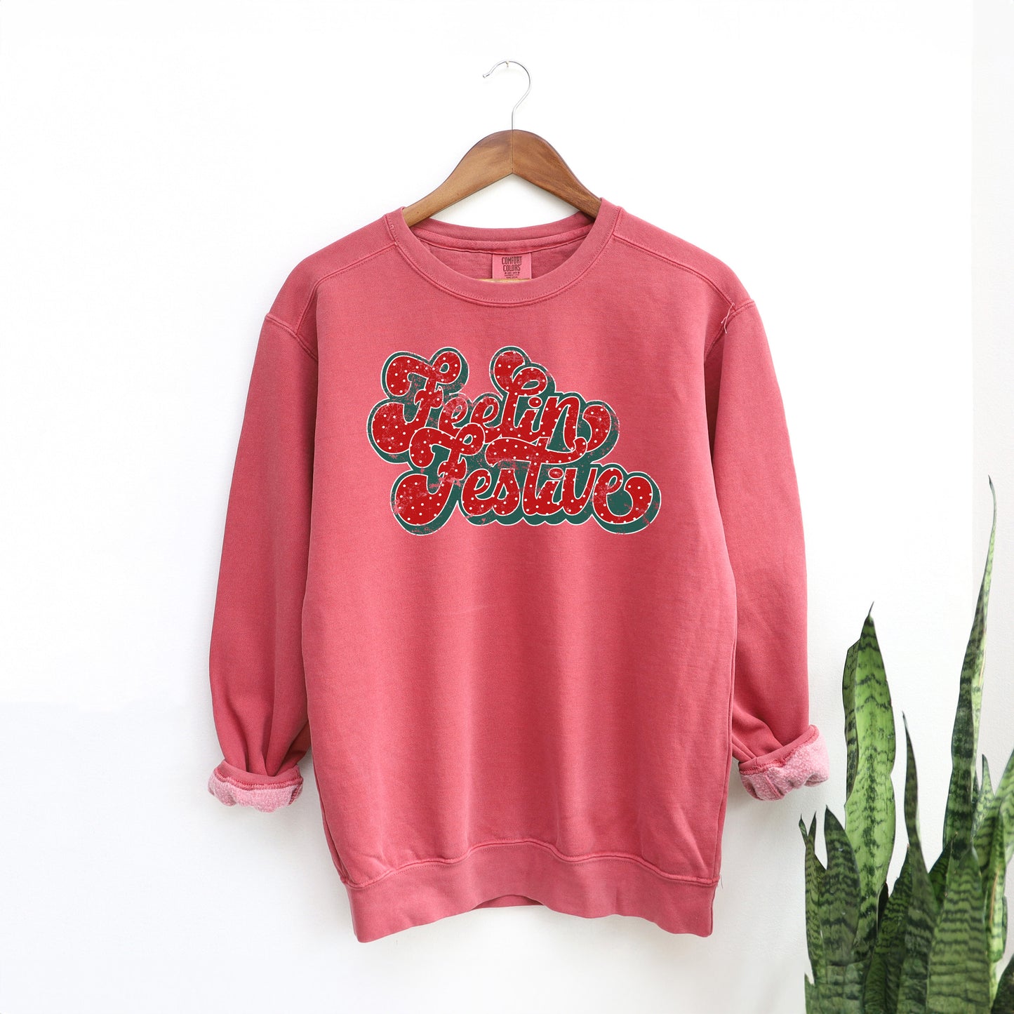 Distressed Feelin Festive |  Garment Dyed Sweatshirt