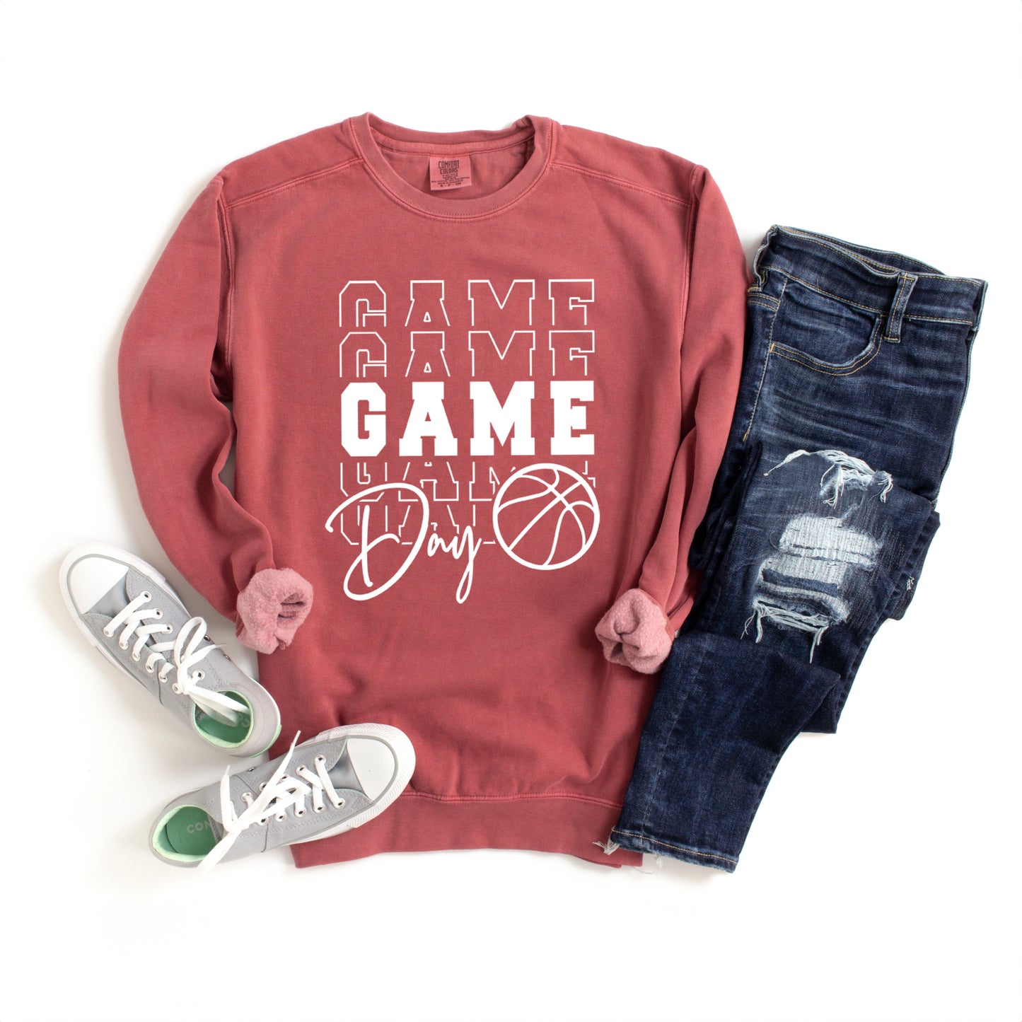 Game Day Stacked Basketball | Garment Dyed Sweatshirt