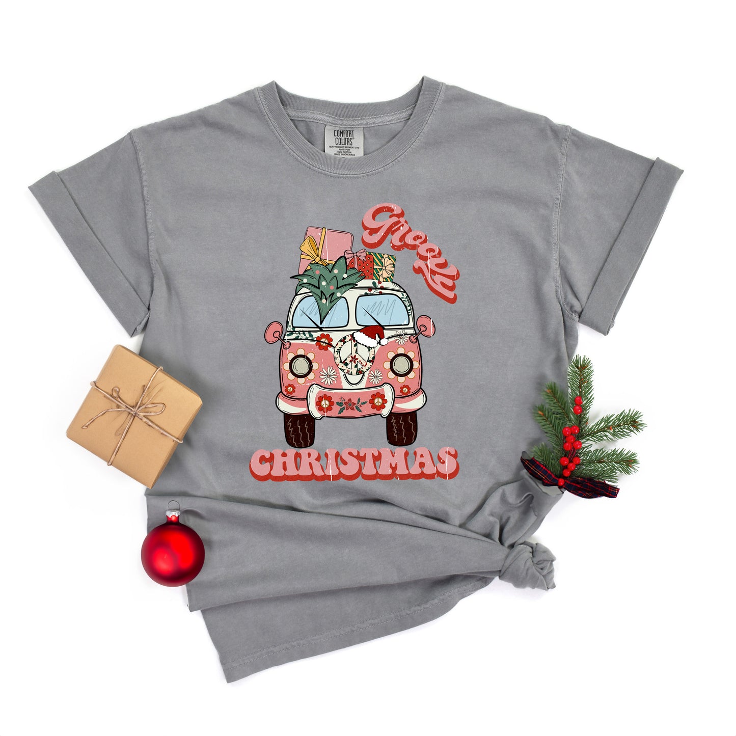 Retro Van Groovy Christmas | Garment Dyed Tee