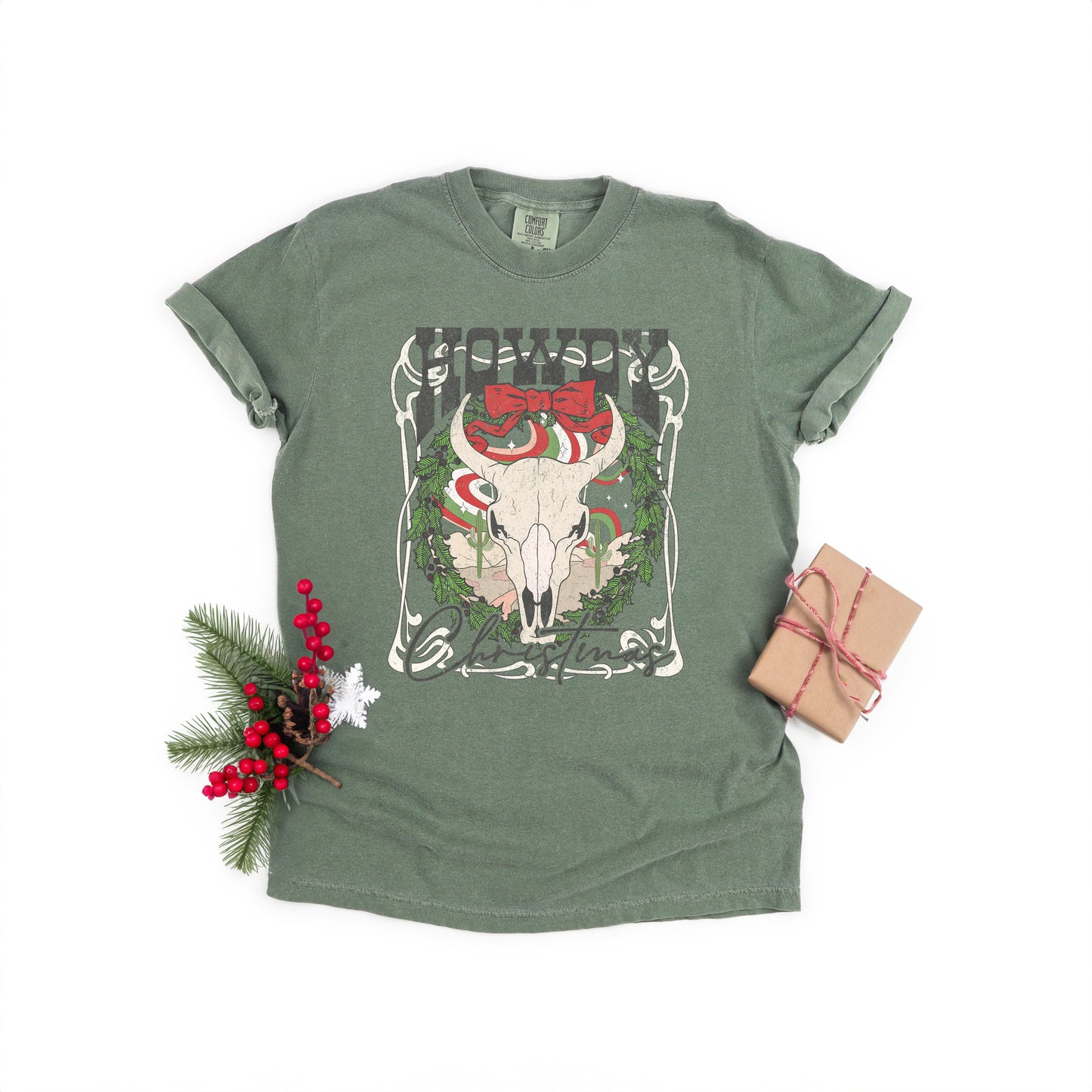 Howdy Christmas Bull | Garment Dyed Tee