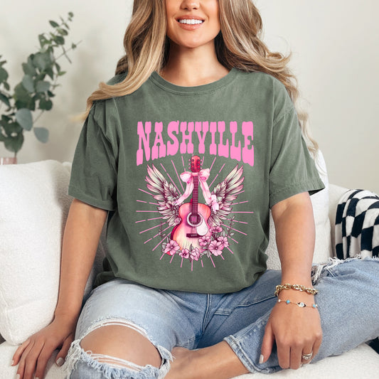 Coquette Nashville Guitar | Garment Dyed Short Sleeve Tee