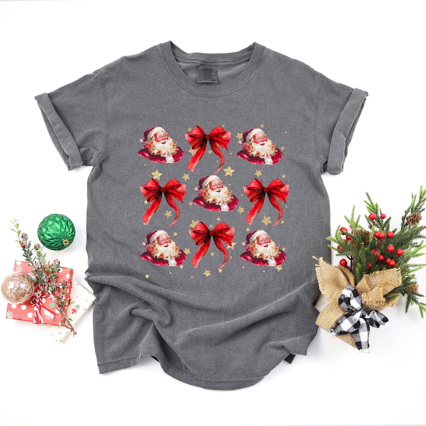 Coquette Santa And Bow Chart | Garment Dyed Tee