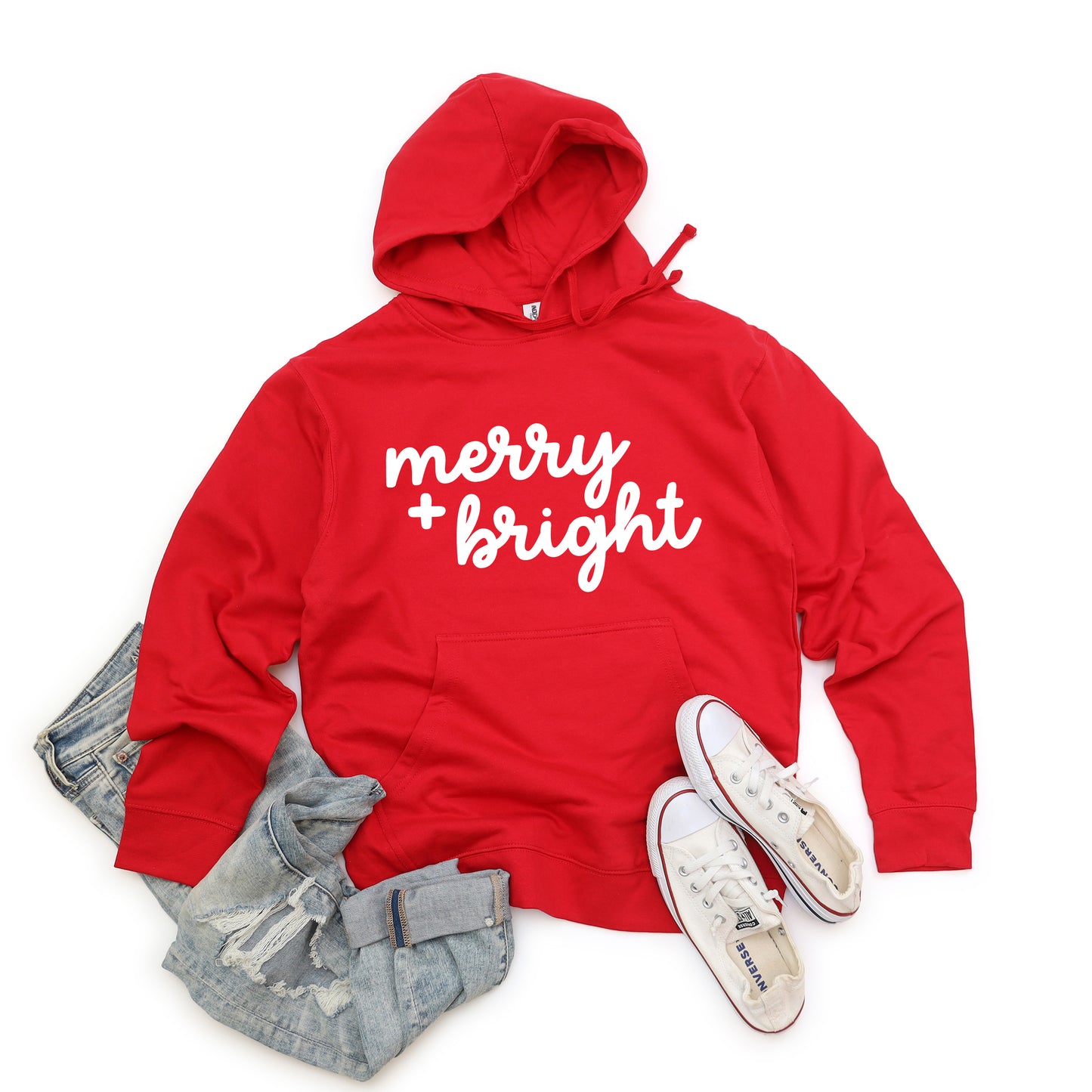 Merry And Bright Bold Cursive | Hoodie