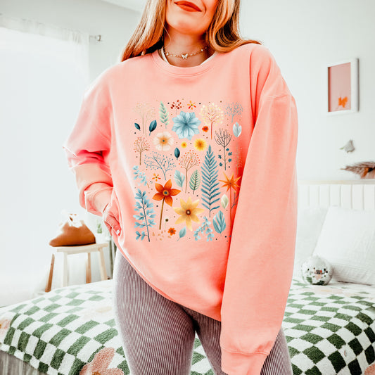 Winter Floral  | Lightweight Garment Dyed Sweatshirt