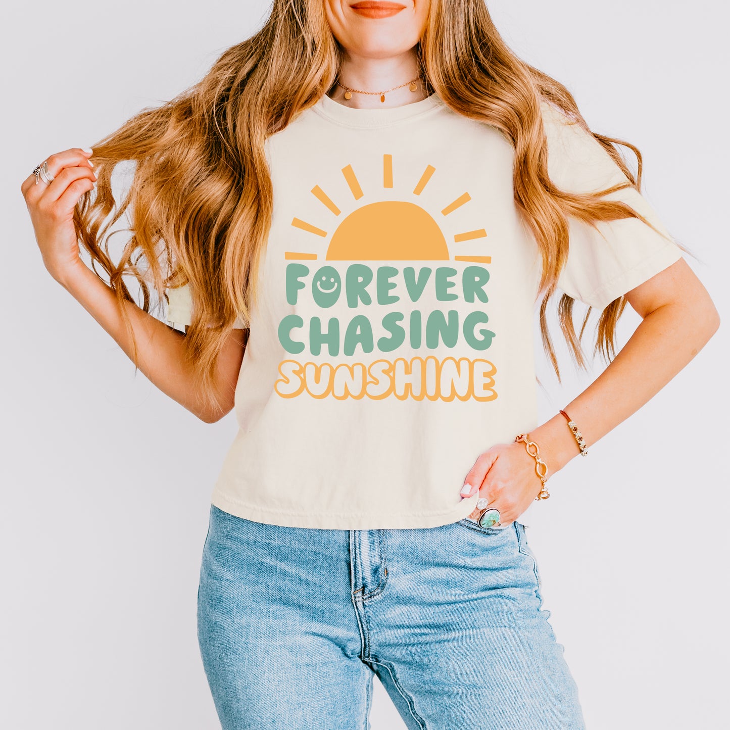 Forever Chasing Sunshine | Relaxed Fit Cropped Tee