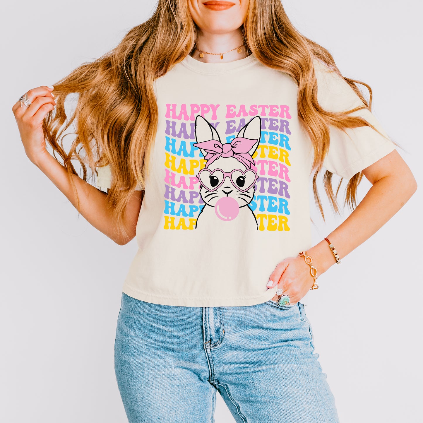 Groovy Easter Bunny | Relaxed Fit Cropped Tee