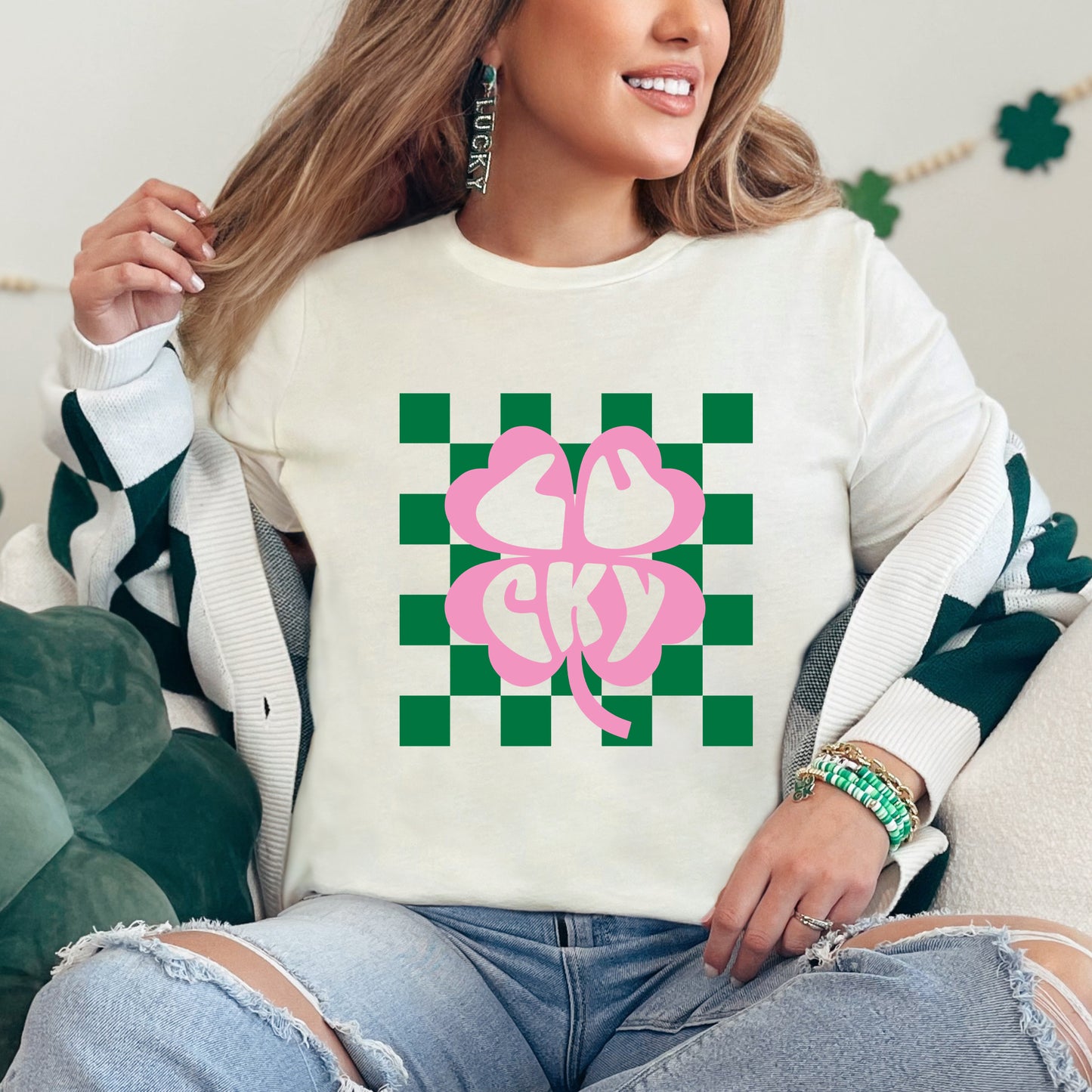 Lucky Clover Checkered | Short Sleeve Graphic Tee