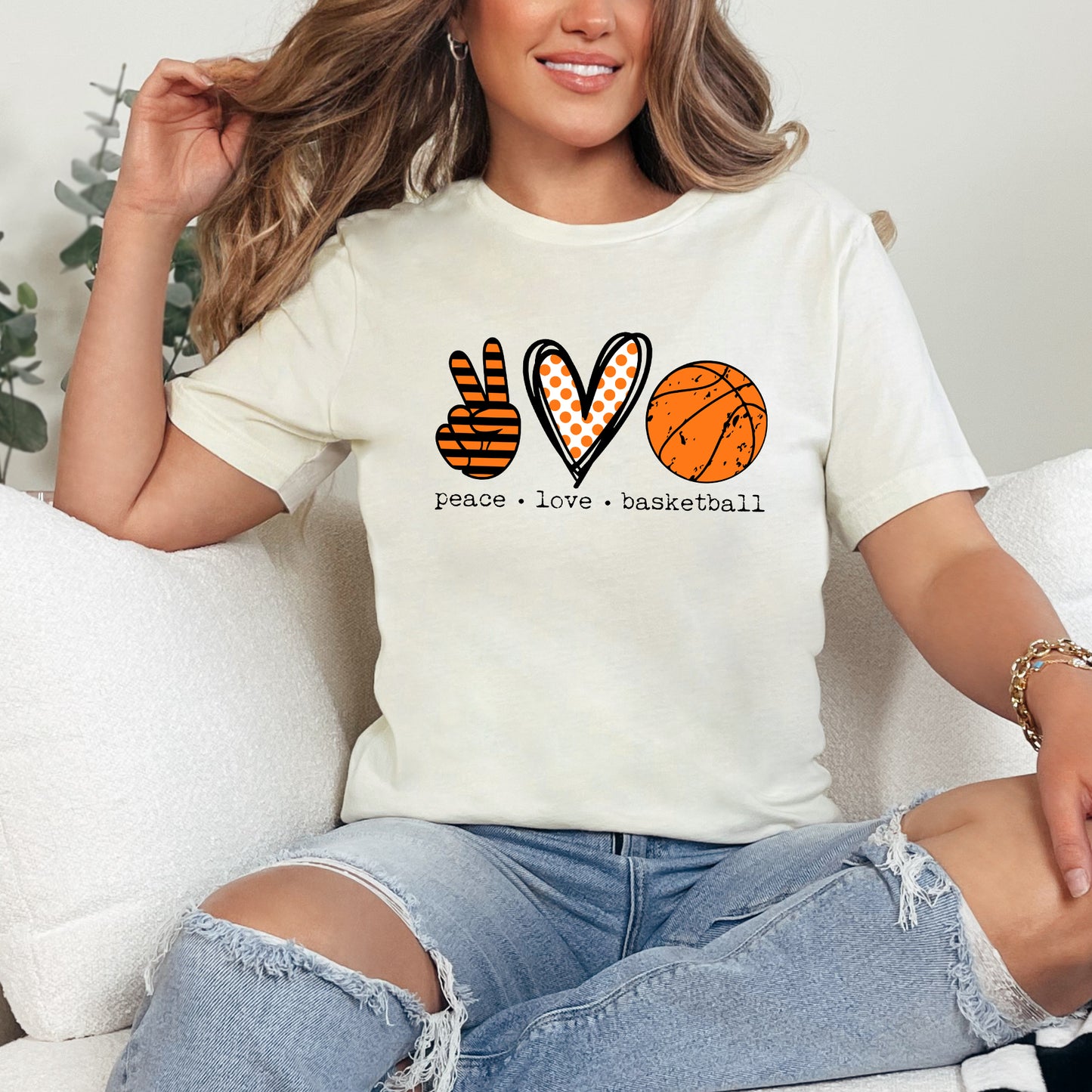 Peace Love Basketball (Colorful) | Short Sleeve Graphic Tee