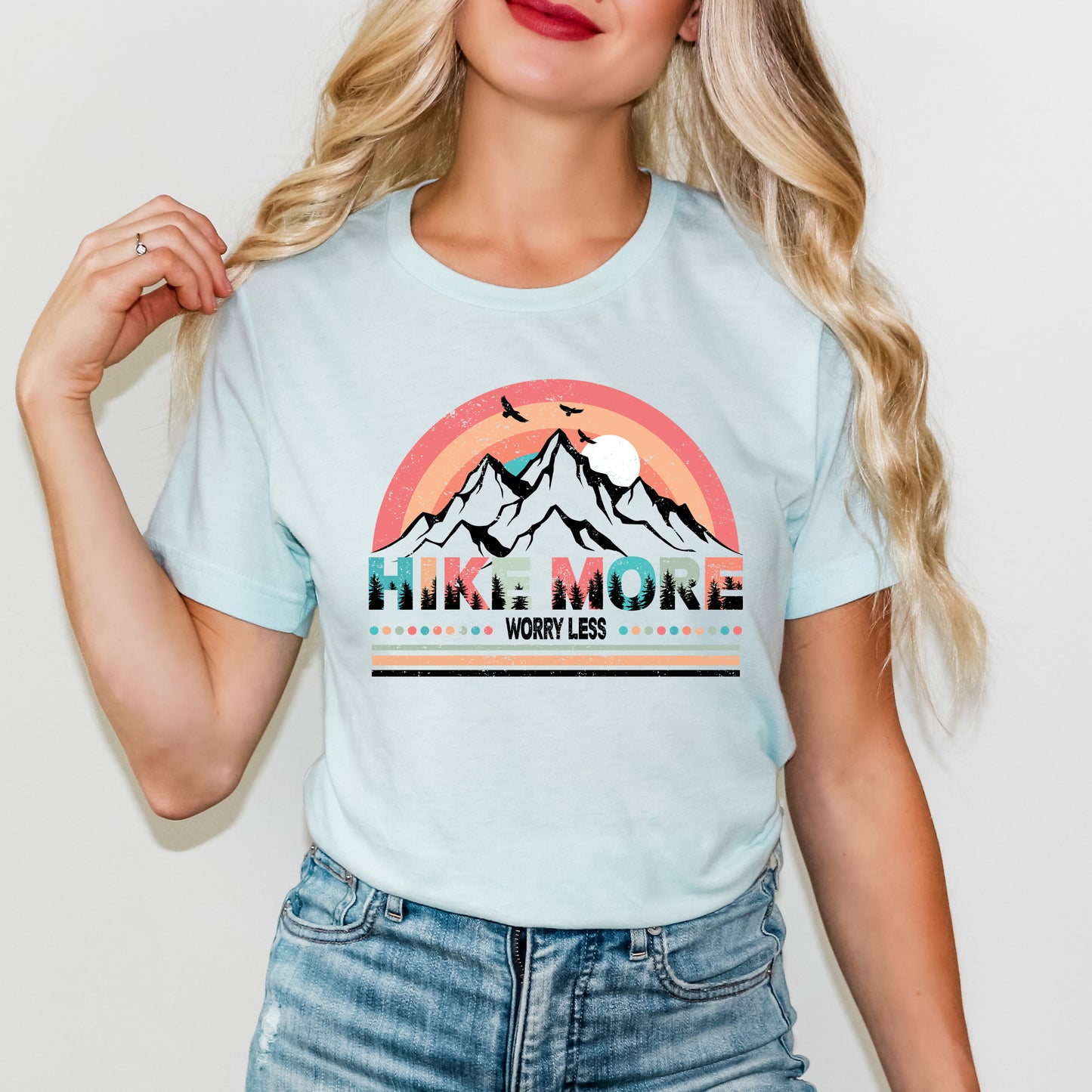 Hike More Worry Less Colorful | Short Sleeve Graphic Tee