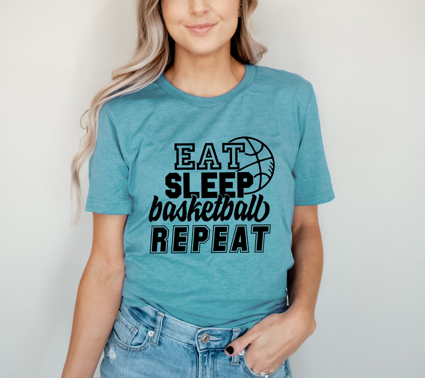 Eat Basketball Sleep Repeat With Ball | Short Sleeve Graphic Tee