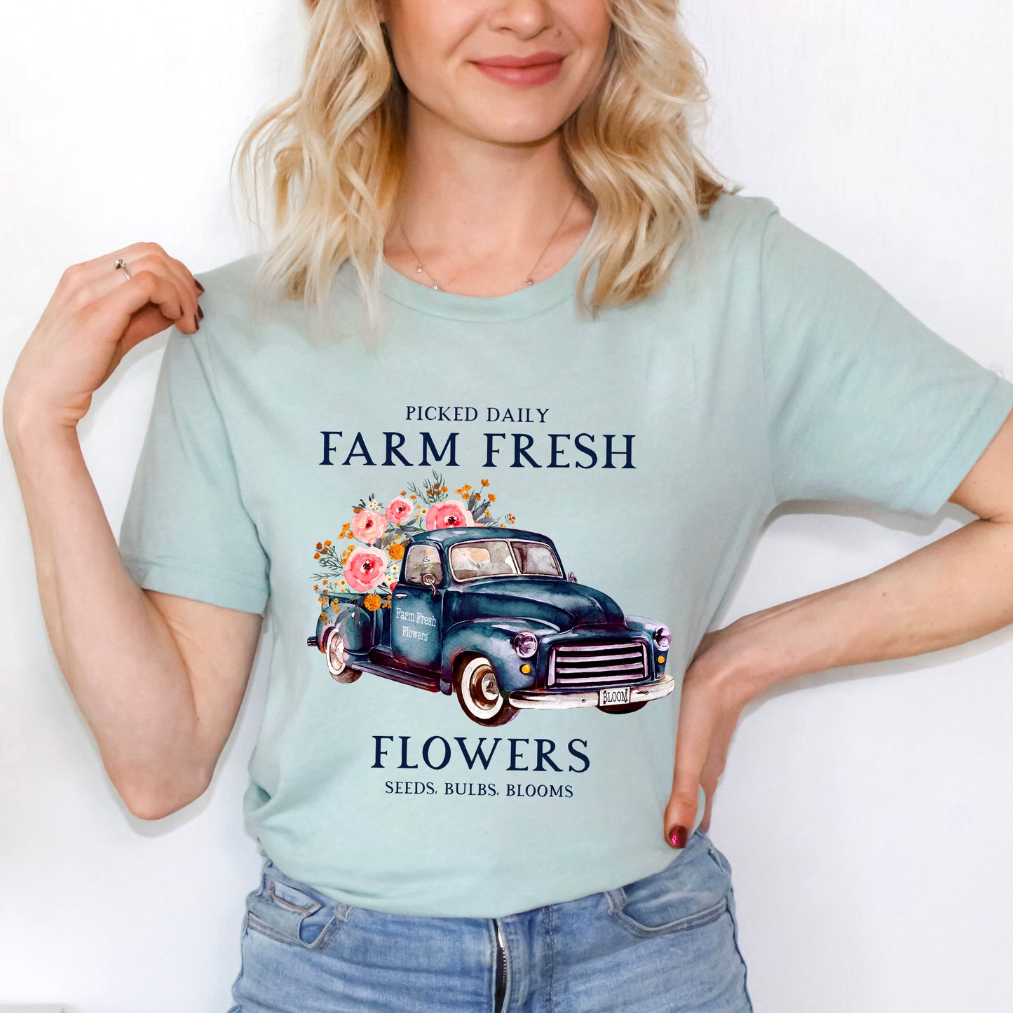 Farm Fresh Flowers Truck | Short Sleeve Crew Neck