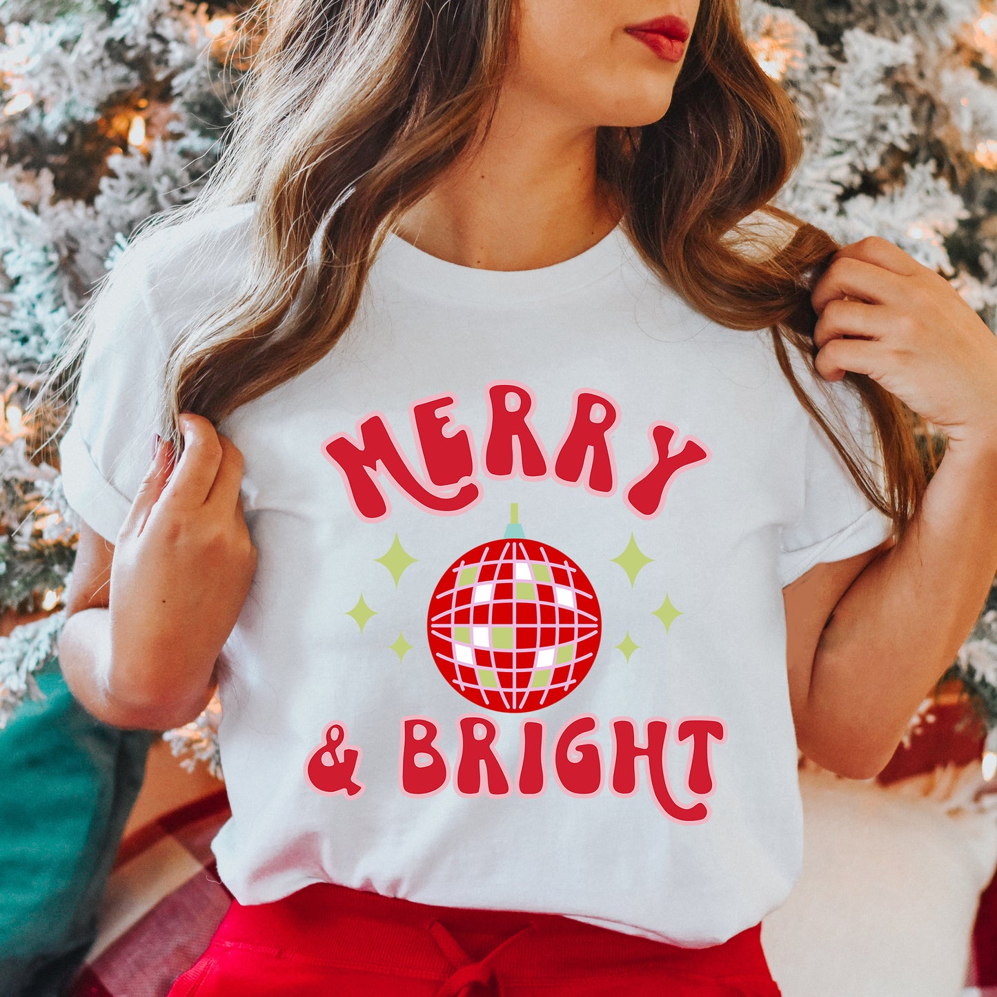 Merry And Bright Disco Ball | Short Sleeve Graphic Tee