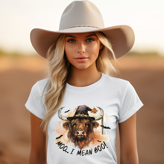 I Mean Boo Longhorn Cow | Short Sleeve Crew Neck