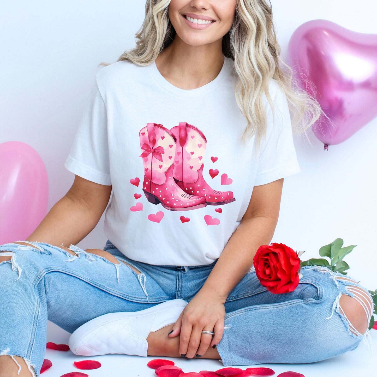 Coquette Valentine Boots | Short Sleeve Graphic Tee