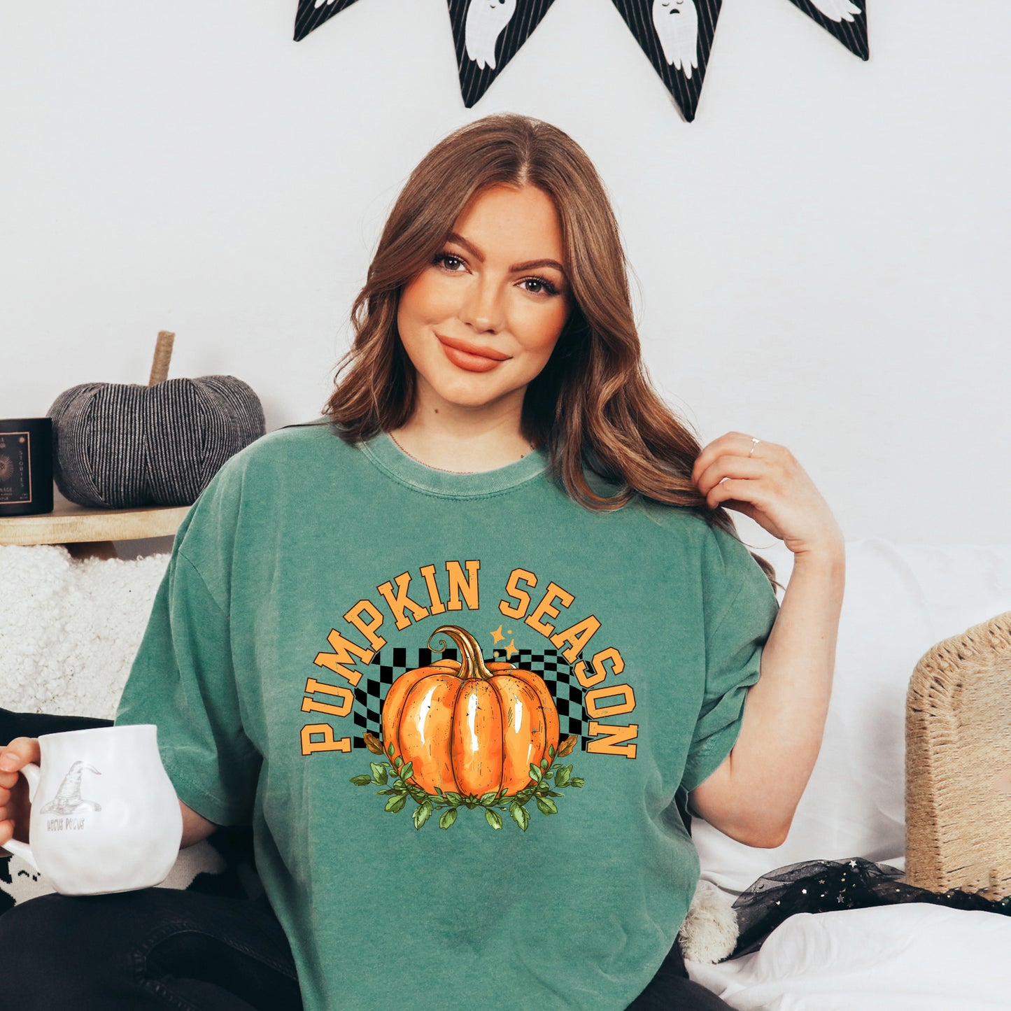 Pumpkin Season Checkered | Garment Dyed Tee