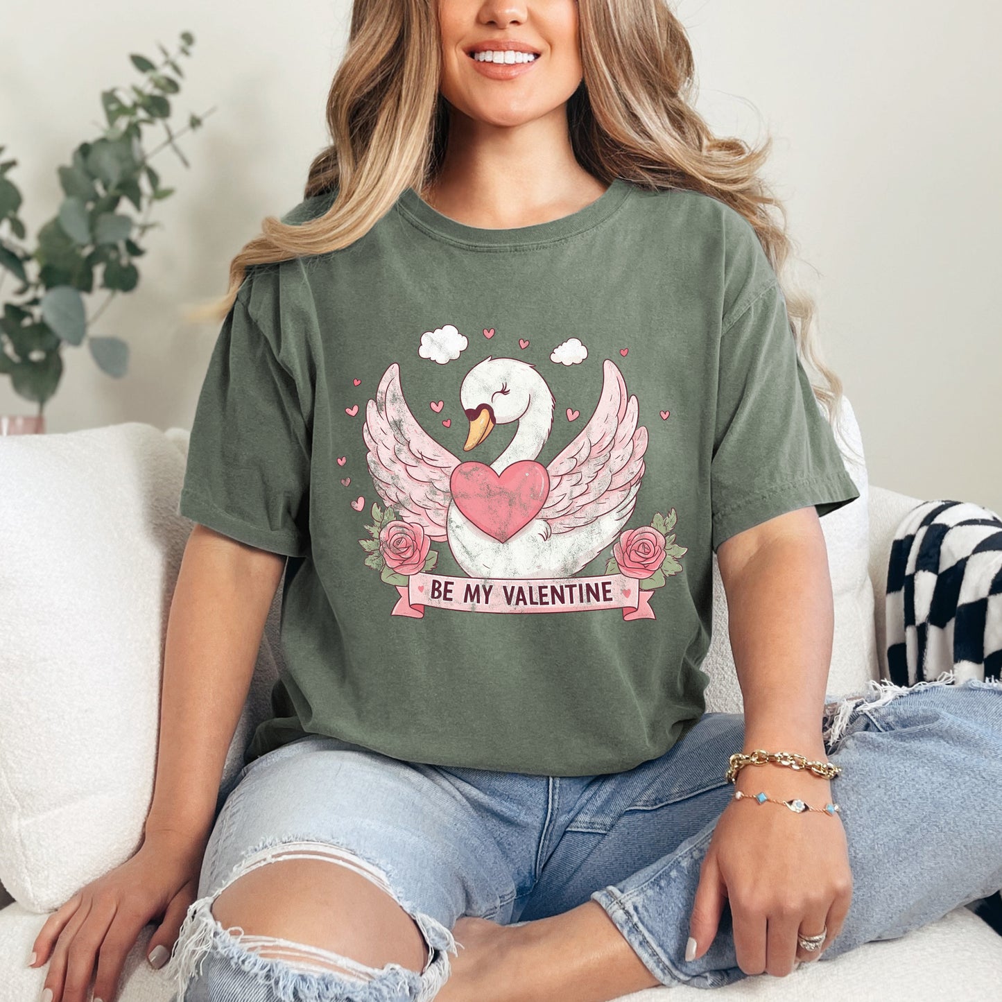 Be My Valentine Swan | Garment Dyed Tee