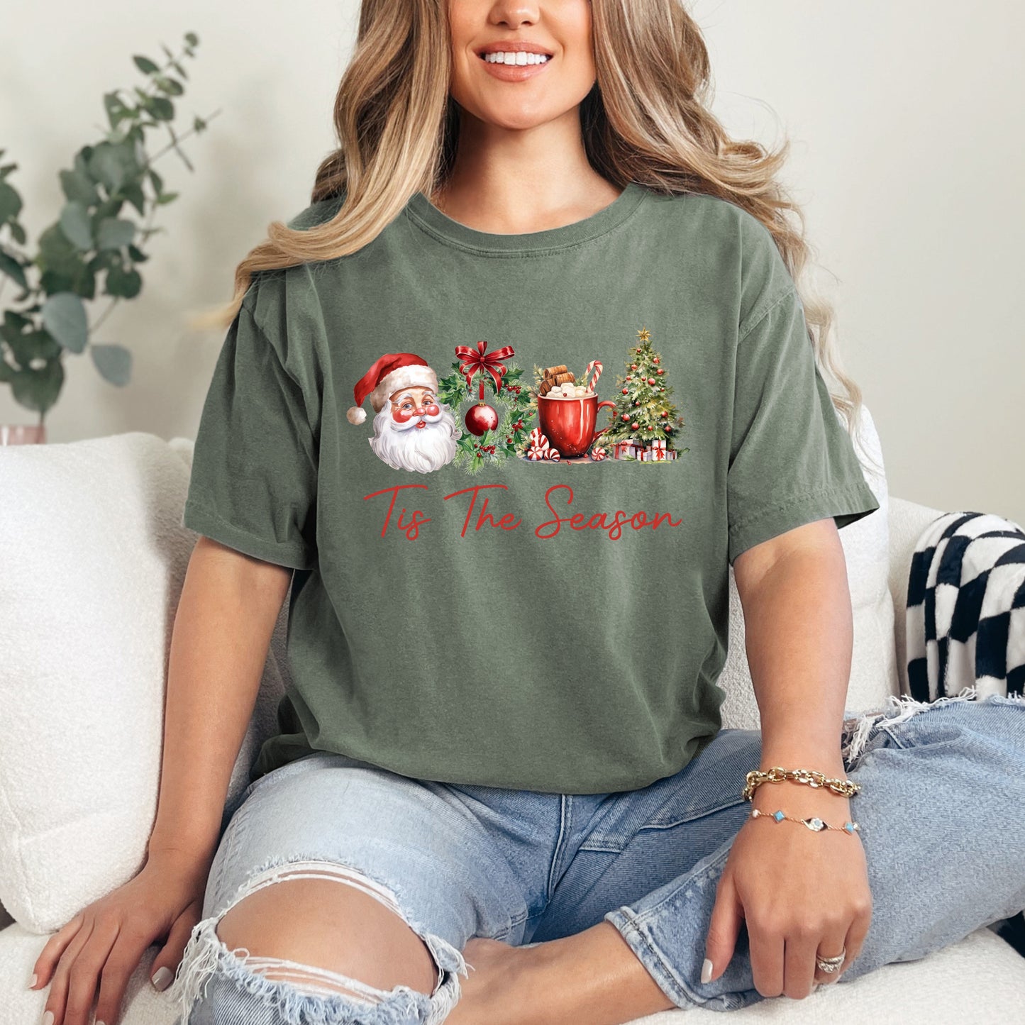 Tis The Season Christmas Collage | Garment Dyed Tee